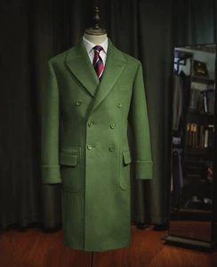 100% Cashmere Men's Overcoat Business Casual Tuxedos Double Breasted Long Jacket - Picture 1 of 27