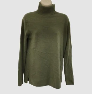 $295 Neiman Marcus Women's Green Turtleneck Long Sleeve Cashmere Sweater Size M - Picture 1 of 2