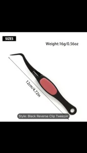 Edelstahl schwarz Reverse Clip Pinzette - weicher Griff - gebogen - BRCT1 - Bild 1 von 5