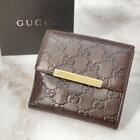 Gucci Bifold Wallet Brown Leather GG Striped Made in Italy Unisex W Hook