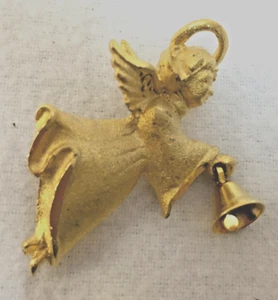 Broche Ángel con Campana Cepillado Tono Dorado GG Pin Hecho en EE. UU. - Imagen 1 de 5