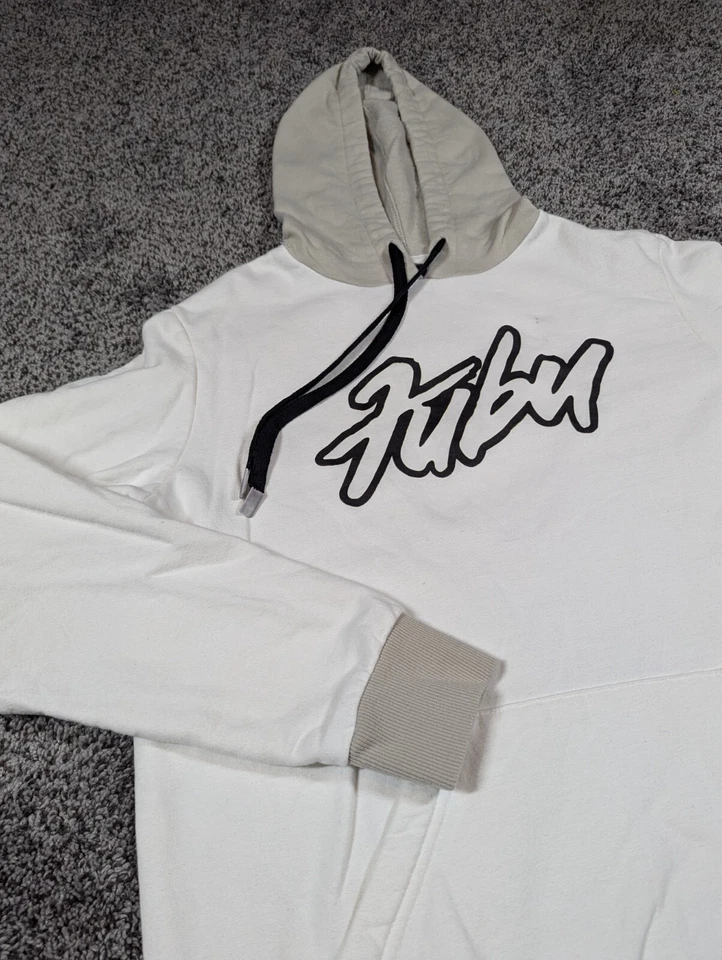 Sudadera con Capucha FUBU Para Hombre Pequeña Blanca Negra Logotipo Spellout Patinador Y2K Foto 1 de 4