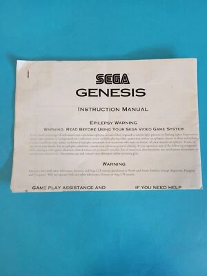Sega Genesis Owners MANUAL ONLY Authentic Original - Image 1 of 4