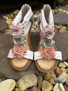 PATRIZIA Spring Step Harlequin Pink Floral T-Strap Flowers Wedge Sandals-Sz 38 - Picture 1 of 11