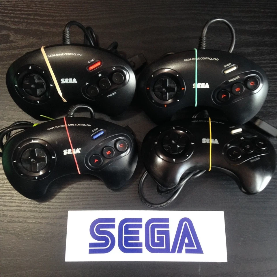 Official Sega Mega Drive Game Pad Controller Red / White Blue Cleaned and Tested - Image 1 of 1