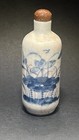 Antique Vintage Porcelain Perfume Snuff Bottle Blue & White Red Underglaze