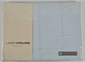 LINENHOUSE - Juego de funda de edredón individual plisada de percal azul claro - Imagen 1 de 12