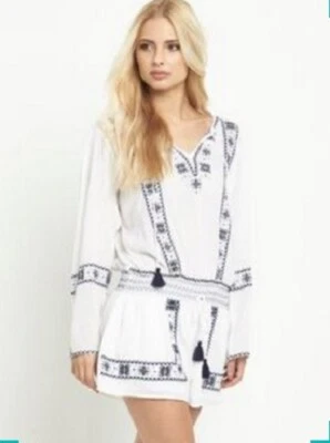 Mameluco de gasa bordado blanco y azul Ralph Lauren Denim & Supply talla XS NUEVO CON ETIQUETAS Foto 1 de 3