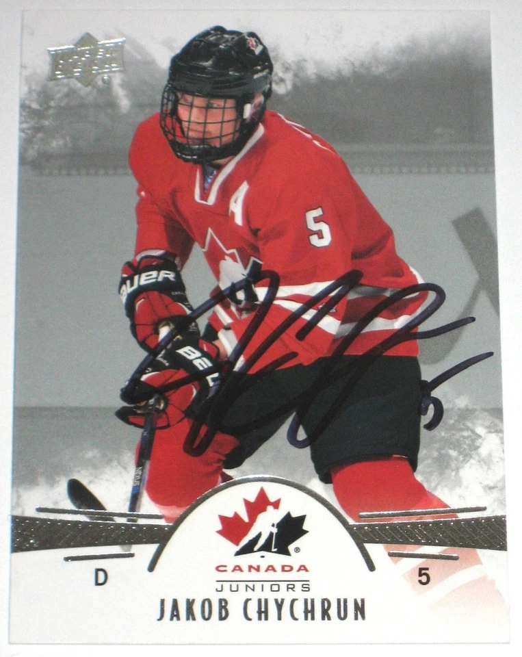 JAKOB CHYCHRUN SIGNED 16-17 UPPER DECK TEAM CANADA JUNIORS ROOKIE CARD AUTOGRAPH - Image 1 of 1