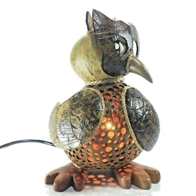 Lámpara de luz linterna madera concha de coco artesanía hogar jardín decoración recuerdo Foto 1 de 4