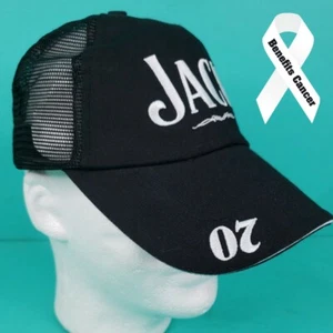 JACK Daniels Bourbon Whiskey Baseball Hat Cap Black Strapback White Logo Mesh - Picture 1 of 7