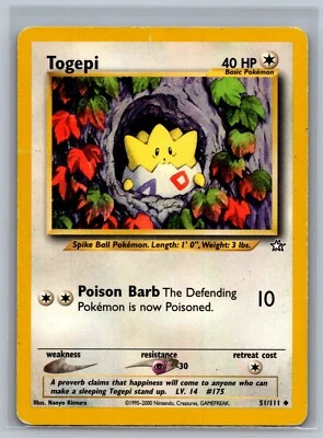 Pokemon TCG Togepi #51/111 READ CCG Neo Genesis - Image 1 of 2