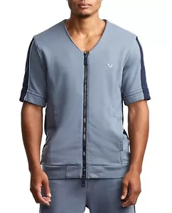 $149 Designer Rare TRUE RELIGION Men's Zip Up Active Baseball Top Sweatshirt M - Picture 1 of 5