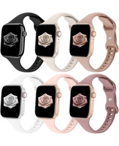 6 Stück dünne schmale Armbänder kompatibel mit Apple Watch 38/40/41/42mm - Bild 1 von 5