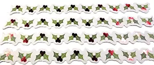 Holly Berries Foil Accent Christmas Cards Decorations Petite 8 pc 6" x 5/8" - Picture 1 of 2