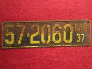 LICENSE PLATE Car Tag 1937 KANSAS 57-2060 Kingman County [Z227] - Picture 1 of 1