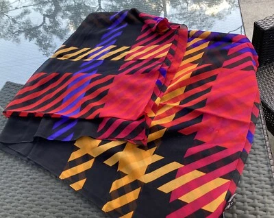 "Bufanda de seda geométrica de colección Ellen Tracy muy grande tonos joyas 92 X 86""" Foto 1 de 3
