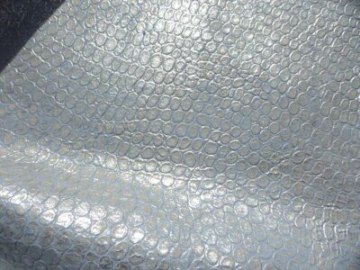 goatskin kid leather hide Rustic Metallic Silver Embossed Lizard Reptile Print - Image 1 of 4