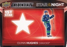 2021/22 UPPER DECK CREDENTIALS 1st STAR OF THE NIGHT QUINN HUGHES #8