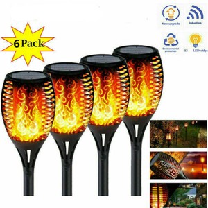 6X Solarleuchte Fackel 12 LED Licht Tanzen Flackernde Flamme Lampe Garten Dekor