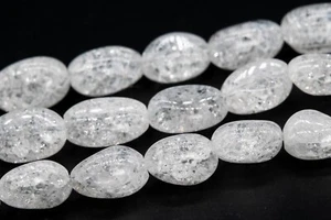 15x11MM White Crystal Quartz Crack Pattern Pebble Nugget Grade AAA Natural Beads - Picture 1 of 4