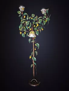 Piantana lampada da terra ferro battuto 3L mod. limoni ceramica di calatagirone - Picture 1 of 5