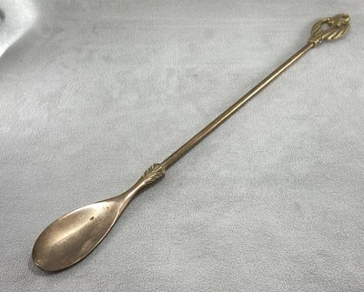 Vintage Long Brass Shoehorn 46cm (18") Acanthus Finial, Screw-Off Head 1940s–60s - Image 1 of 4