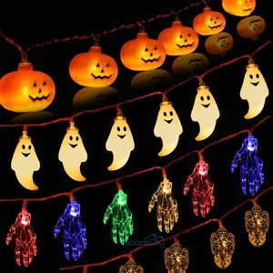 Halloween Lights, LED Pumpkin Ghost Skeleton Skull String Light, Halloween Decor - Picture 1 of 67