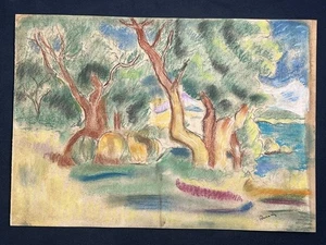 PIERRE AUGUSTE RENOIR drawing and painting on old paper signed stamped vintage - Picture 1 of 2