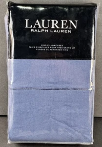Ralph Lauren Kent Blau King Size Kissenbezüge 2er Set Baumwolle Leinenmischung - Bild 1 von 9