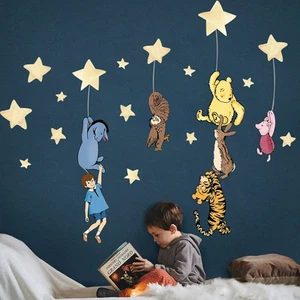 Watercolor Vintage Winnie the pooh Night Time Wall Decal- BR482 - Foto 1 di 7