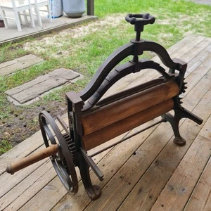 wäsche mangel alt antik guß eisen walzen presse top vintage deko - Bild 1 von 3
