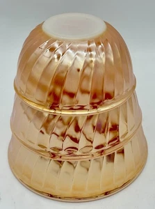 Fire-King PEACH Swirl Mixing Bowl Set 3pc Anchor Hocking Lusterware USA VTG - Picture 1 of 11