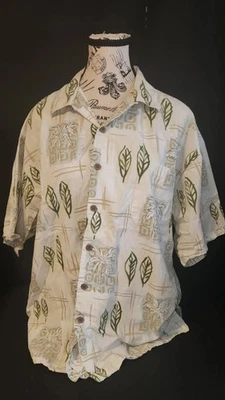 Half Moon Bay Short Sleeve Button Up Tropical Tan/Green Men's XL - Image 1 of 4