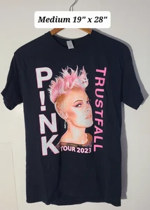 Pink Trustfall Tour 2023 Black 2-Sided Medium T-Shirt - Picture 1 of 6