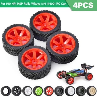 4PCS 12mm Hex 67mm RC Car Tires Wheel for 1/10 HPI HSP Rolly WLtoys 1/14 144001 - Image 1 of 4