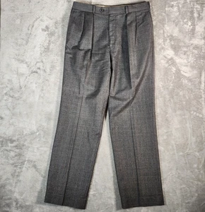 Harold Powell Pants Men's 33x31 Gray Wool Flannel Trousers Pleated - Picture 1 of 12