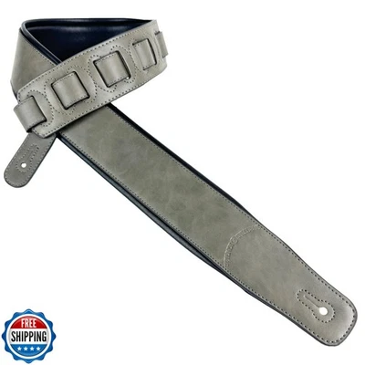 Correa de guitarra de cuero con acabado natural gris elefante Walker and Williams G-915 con Foto 1 de 4