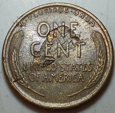 1917 年林肯小麦美分 AU 带大规模反向分层错误 — 第 1/4 张图片