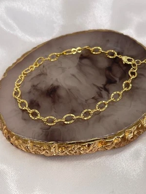 Real 14k Gold Plated Solid 925 Sterling Silver stacking bracelet, gold bracelet - Image 1 of 4