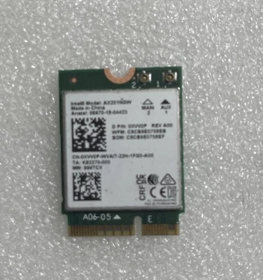 Dell Wi-Fi 6 + Bluetooth M.2 Card  AX201 AX201NGW 2.4 & 5GHz 0XVV0P W3 - Image 1 of 2