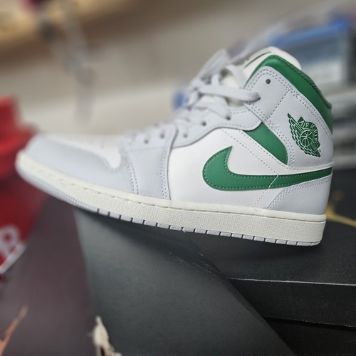 Jordan 1 Mid Premium bianco verde INDOSSATO UNA VOLTA TAGLIA 9 5 CON SCATOLA