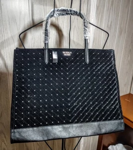 NWT!!!  Victoria’s Secret Bridgestone Quilted Studded Tote Bag Velvet Black - Picture 1 of 11