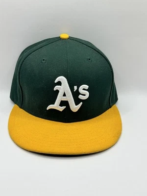 Oakland Athletics A's Hat Green Yellow New Era Authentic On-Field 59FIFTY 7 1/4 - Image 1 of 4