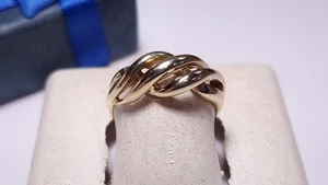Anillo Estate 4 barras tejido 7 mm de ancho pulido oro amarillo 10 quilates SKAL S-6 #22993 - Imagen 1 de 5