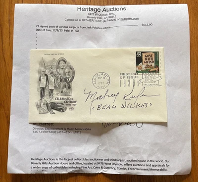 MICKEY KUHN AUTOGRAPHED GONE WITH WIND FIRST DAY ISSUE '98 CELEBRATE CENTURY FDC - Image 1 of 2