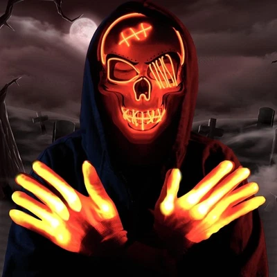 OceanWings Halloween LED Mask with Gloves Light up Costumes Scary Mask for Pa... - Image 1 of 4