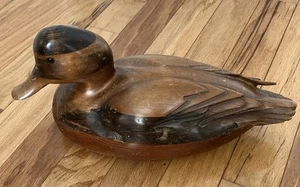 Grande scultura esca anatra legno massello intagliato a mano decorazione popolare rustica 16" - Foto 1 di 16