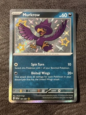 Murkrow - 181/091 [Paldean Fates] Pokemon TCG Baby Shiny Rare - Image 1 of 3