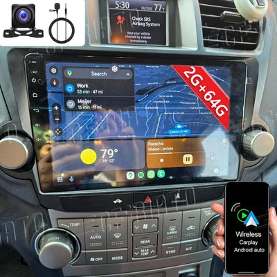 Radio estéreo para automóvil para Toyota Highlander 2008-2013 radio GPS Android15 Carplay 64G Foto 1 de 4